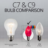 25 Bulbs - C7 Triple Dipped Transparent Multicolor, 5 Watt lamp - BulbAmerica