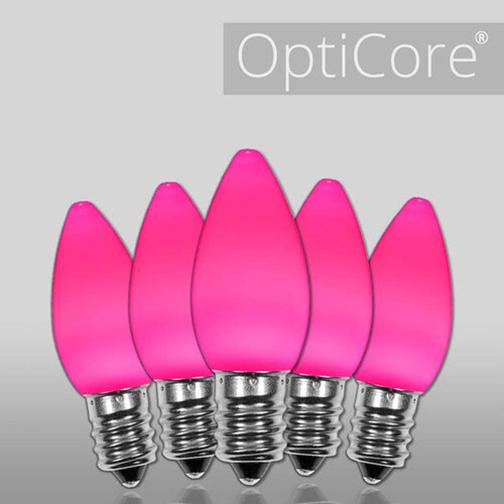 25 Bulbs - C7 Opaque Pink, 5 Watt lamp