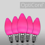 25 Bulbs - C7 Opaque Pink, 5 Watt lamp