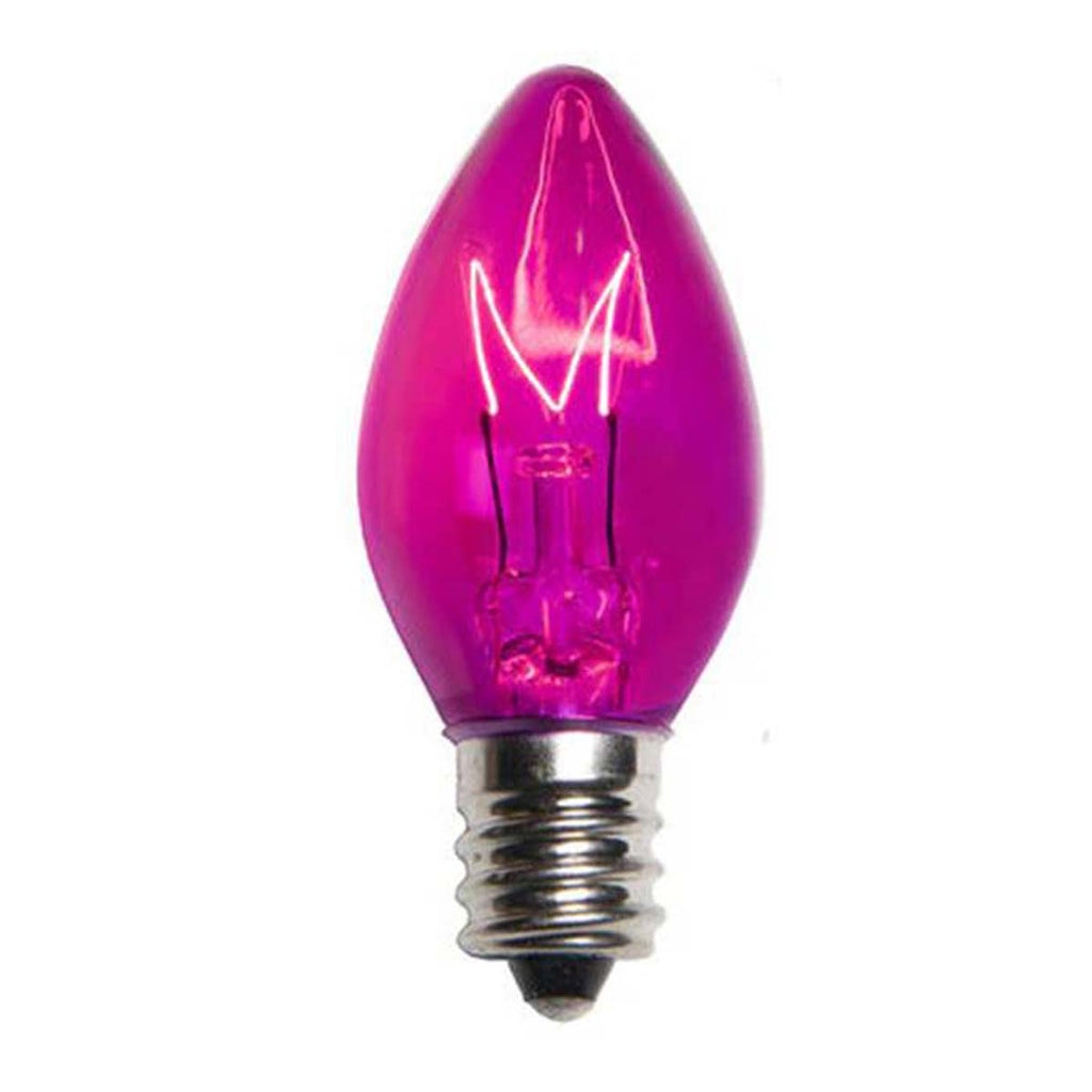 25 Bulbs - C7 Triple Dipped Transparent Pink, 5 Watt lamp