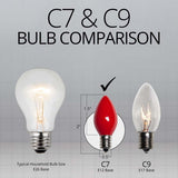 25 Bulbs - C7 Opaque Red, 5 Watt lamp - BulbAmerica