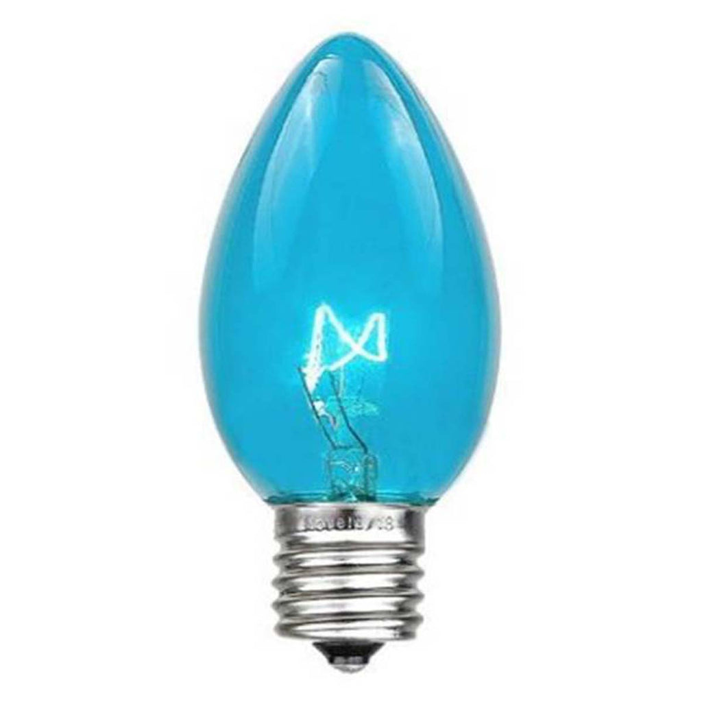 25 Bulbs - C7 Triple Dipped Transparent Teal, 5 Watt lamp