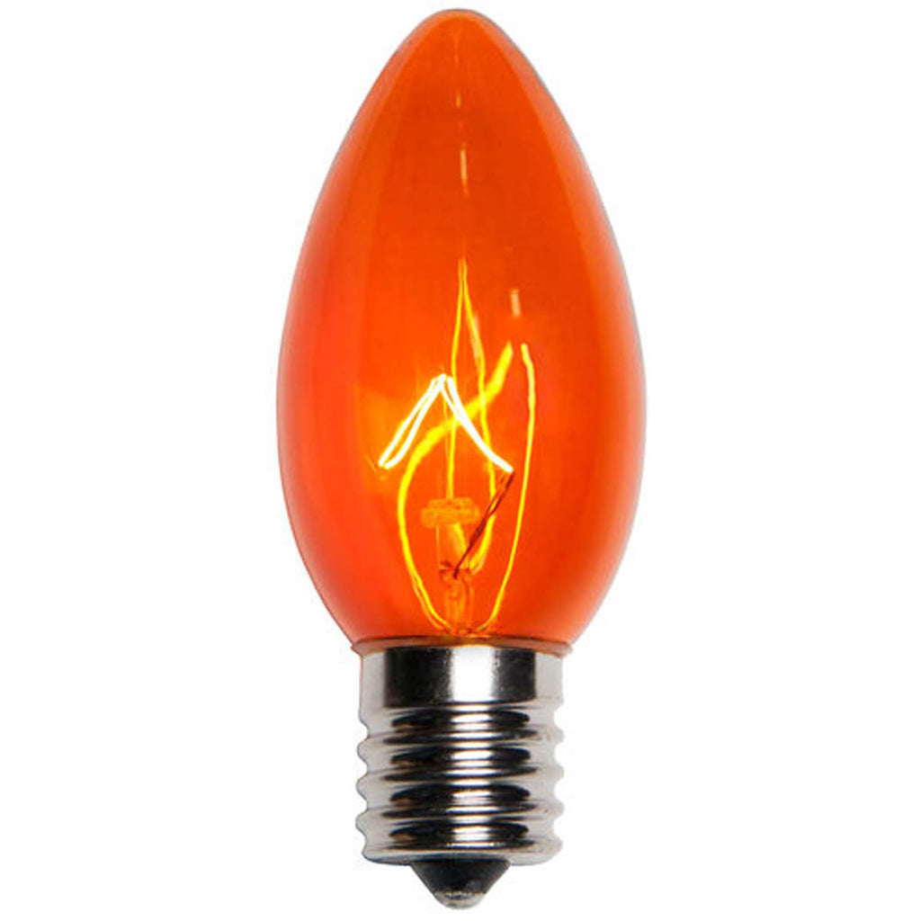 25 Bulbs - C9 Triple Dipped Transparent Amber, 7 Watt lamp