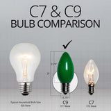 25 Bulbs - C9 Opaque Green, 7 Watt lamp - BulbAmerica