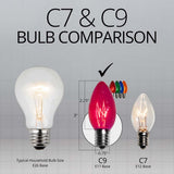 25 Bulbs - C9 Triple Dipped Transparent Multicolor, 7 Watt lamp - BulbAmerica