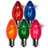 25 Bulbs - C9 Twinkle Triple Dipped Transparent Multicolor, 7 Watt lamp