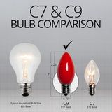25 Bulbs - C9 Opaque Red, 7 Watt E17 Intermediate Base Incandescent bulb - BulbAmerica