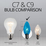 25 Bulbs - C9 Triple Dipped Transparent Teal, 7 Watt lamp - BulbAmerica