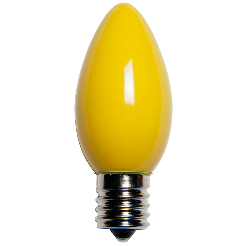 25 Bulbs - C9 Opaque Yellow, 7 Watt lamp