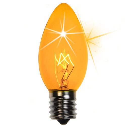 25 Bulbs - C9 Twinkle Triple Dipped Transparent Yellow, 7 Watt lamp