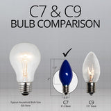 C7 Blue Opaque Steady 25 Light Set 12" Spacing - BulbAmerica