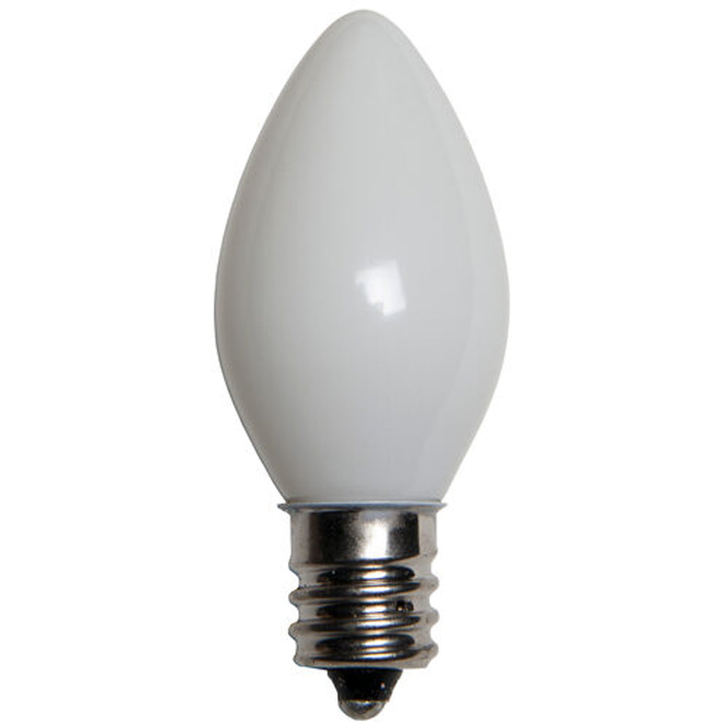 C7 White Opaque Steady 25 Light Set 12" Spacing