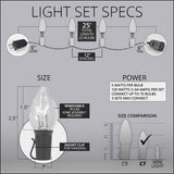 C7 Green Transparent Steady 25 Light Set 12" Spacing - BulbAmerica