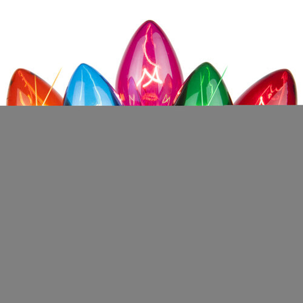 C7 Multi: Red, Blue, Amber, Green, Pink Transparent Twinkle 25 Set