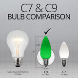 C9 Green Opaque Steady 25 Light Set 12" Spacing - BulbAmerica