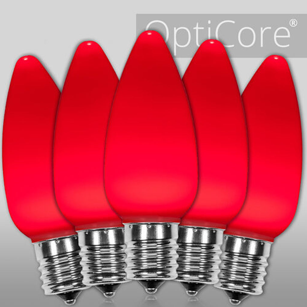 C9 Red Opaque Steady 25 Light Set 12" Spacing