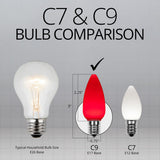 C9 Red Opaque Steady 25 Light Set 12" Spacing - BulbAmerica