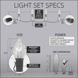 C9 Blue Transparent Steady 25 Light Set 12" Spacing - BulbAmerica