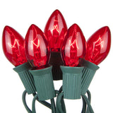 C9 Red Transparent Steady 25 Light Set 12" Spacing