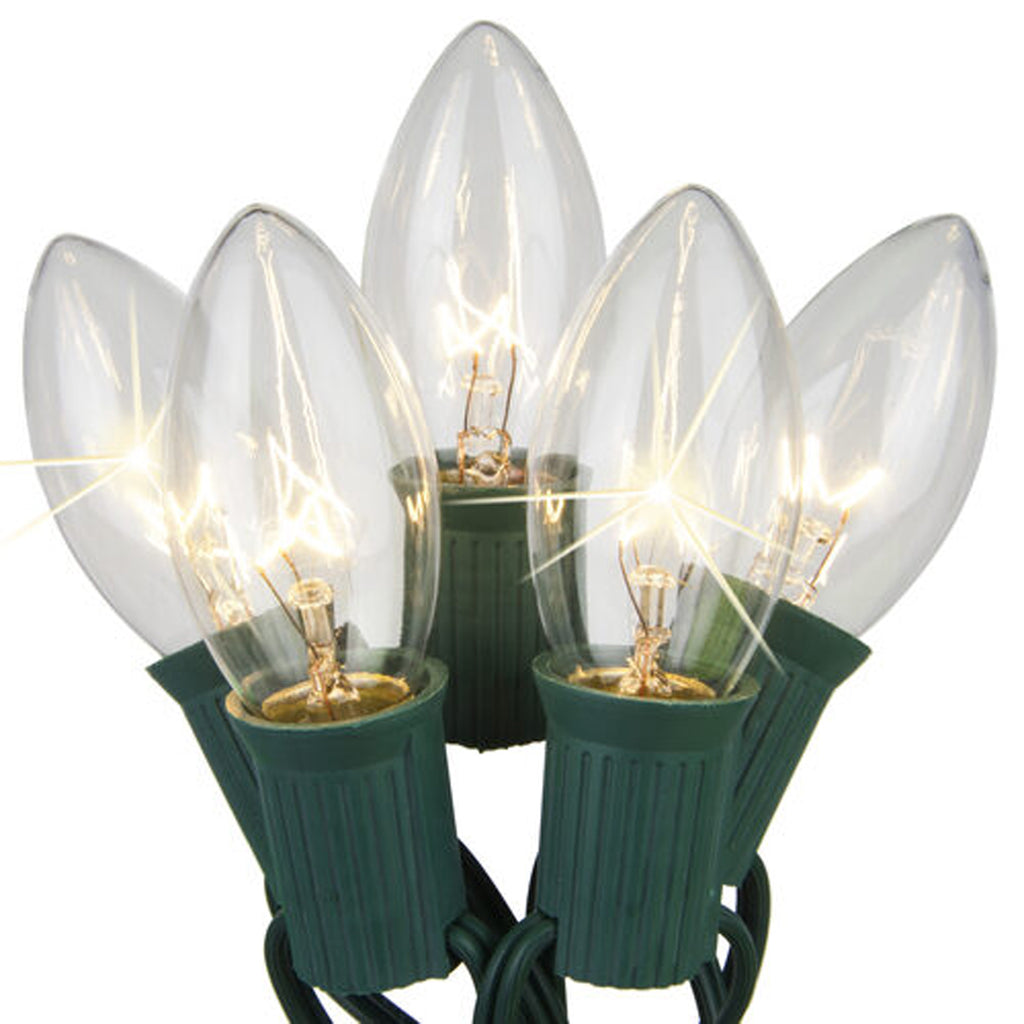 C9 Clear Transparent Twinkle 25 Light Set 12" Spacing