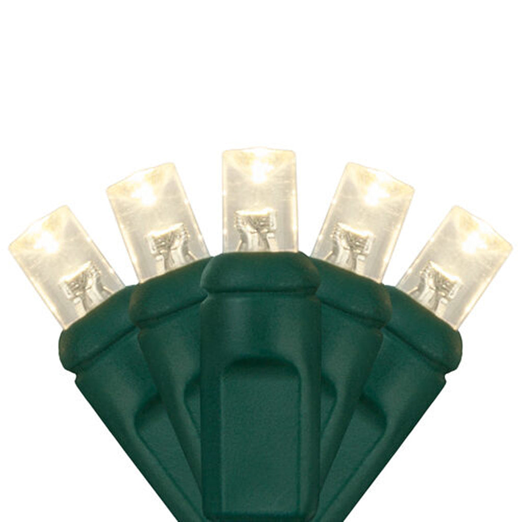 50 5mm Warm White LED Christmas Lights 4" Spacing