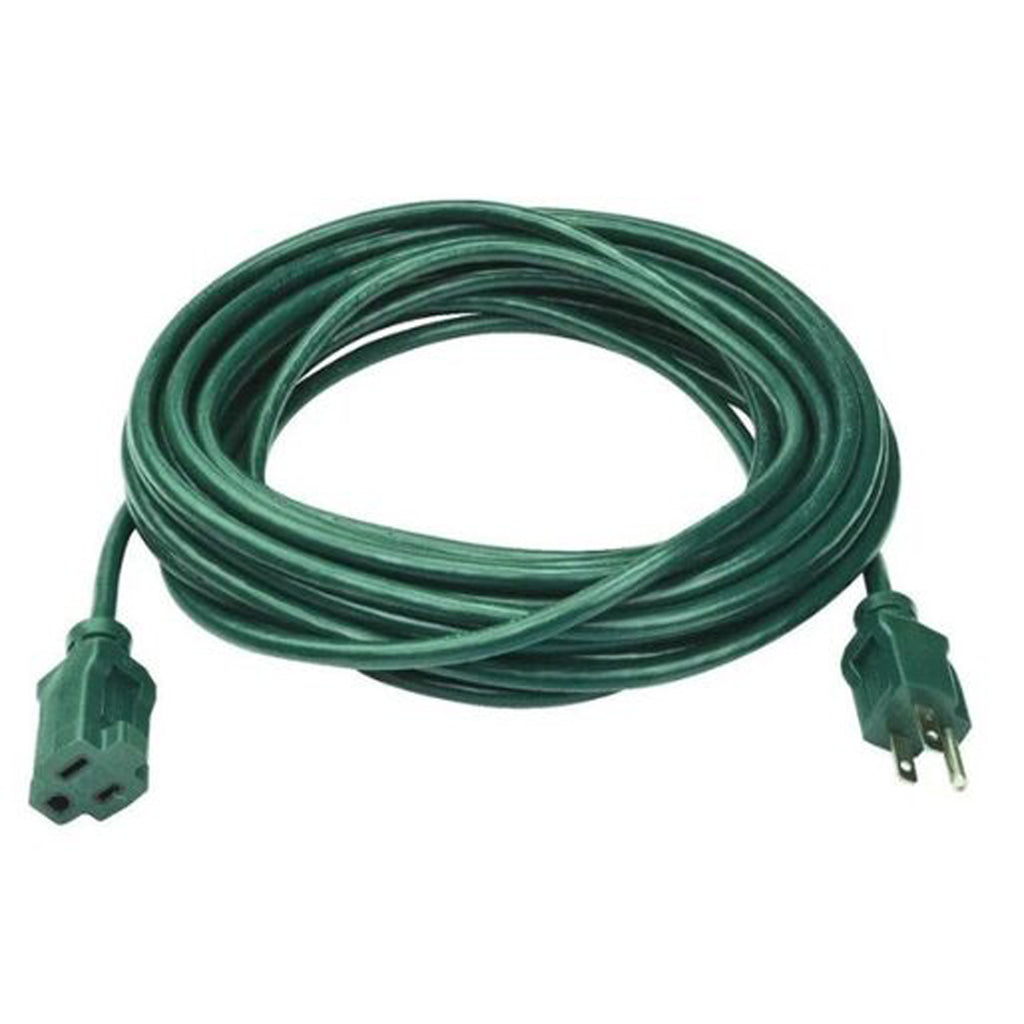 SJTW 40' Green Extension Cord, 13 Amp with Male Plug, Indoor / Outdoor Use