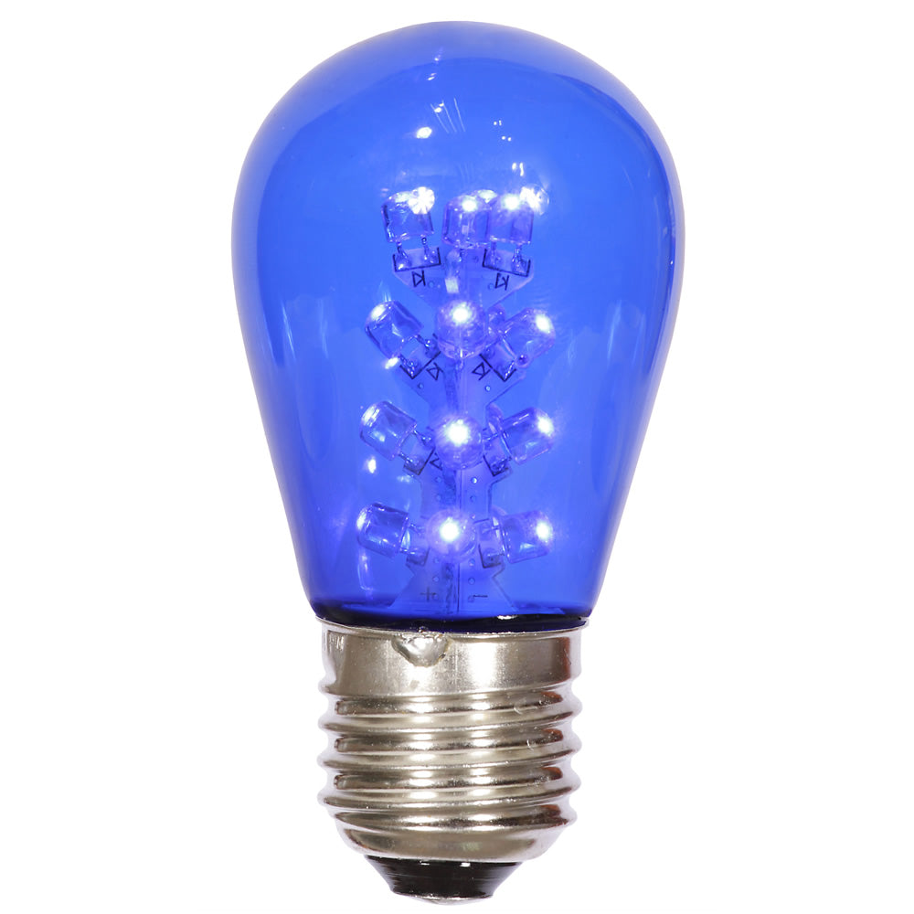 5Pk - Vickerman 1.3w 130v S14 Blue LED Transparent Glass Christmas Light Bulb