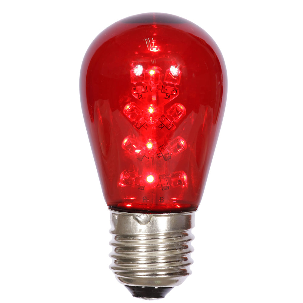 5Pk - Vickerman 1.3w 130v E26 S14 Red LED Transparent Christmas Light Bulb
