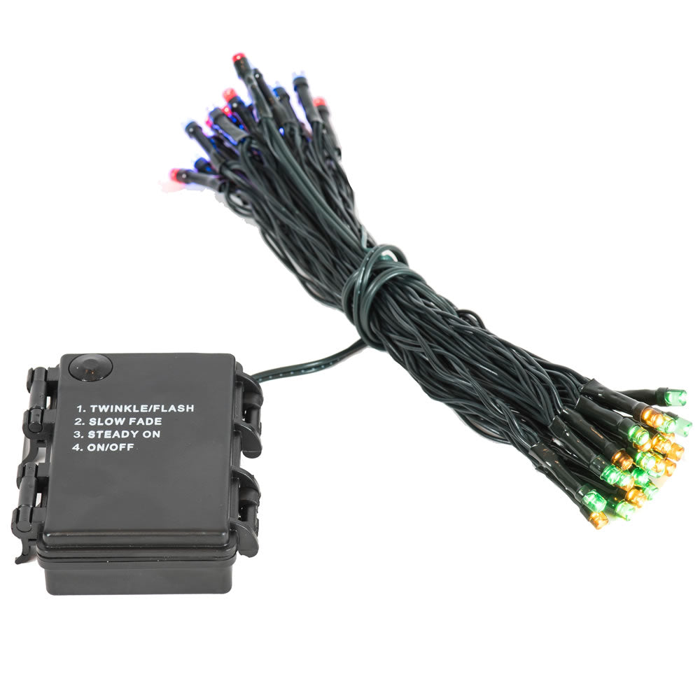 Vickerman 50 Light Battery Operated Multi LED Outdoor Timer Set