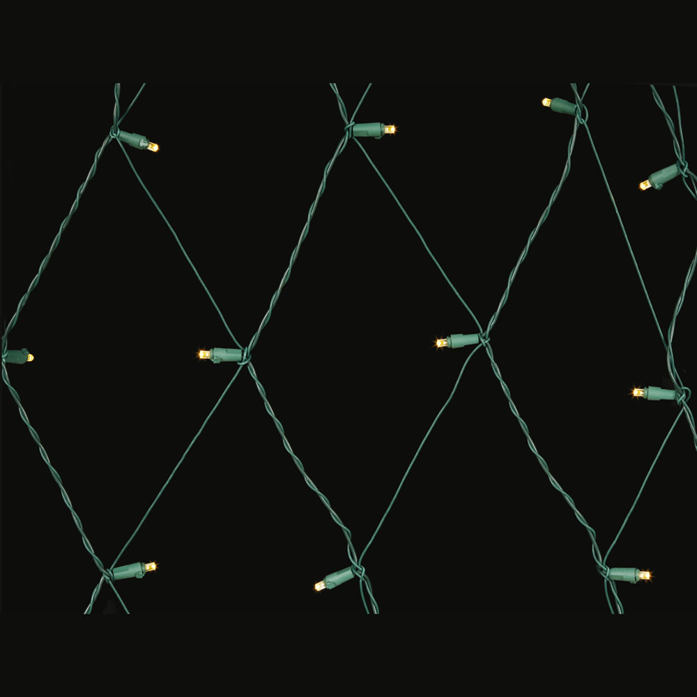 150 Warm White LED Wide Angle Net Lights 2Ft. x 8Ft. Green Wire Christmas set