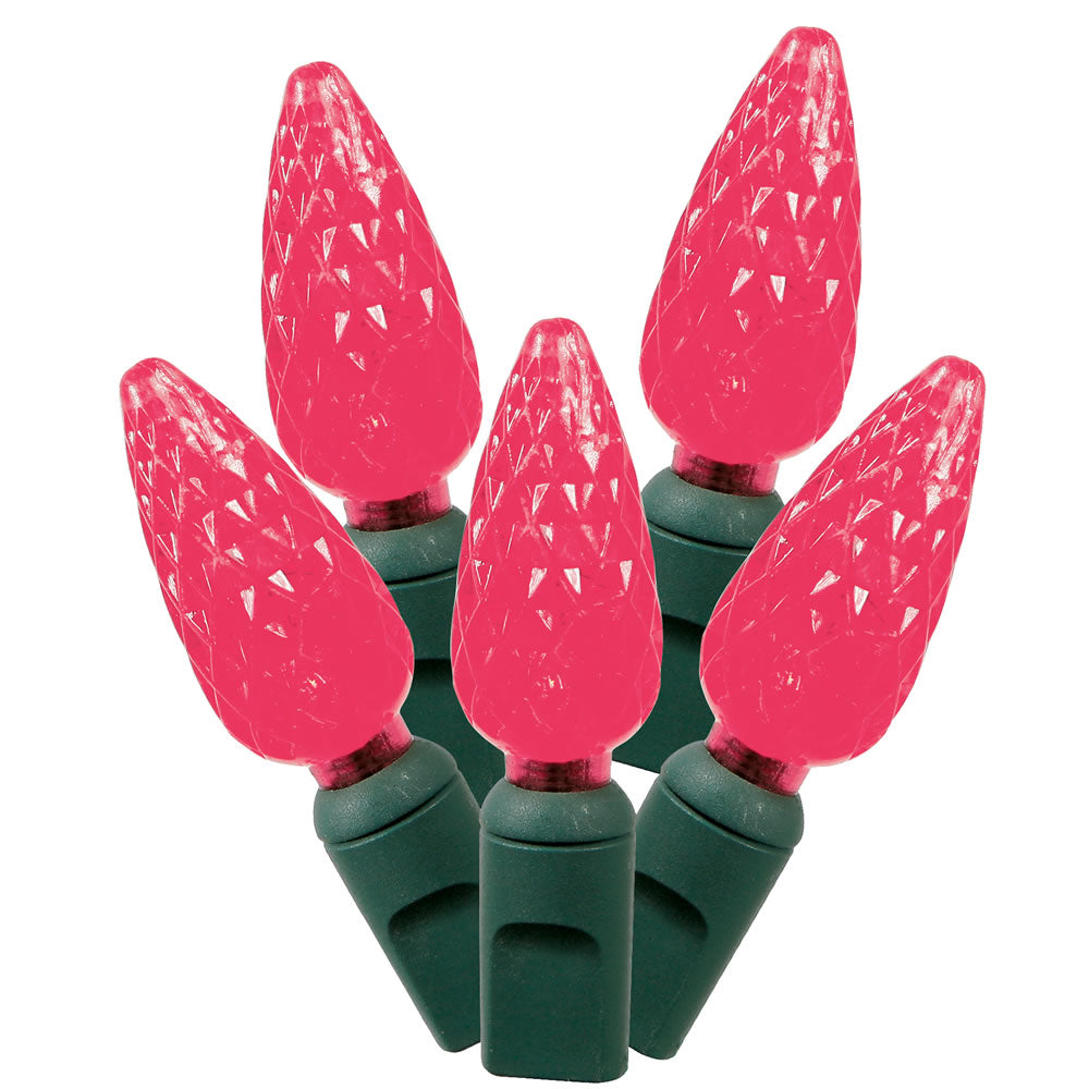 1PK - 34Ft. LED String 100 Light Magenta C6 Lights – BulbAmerica