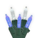 70 Blue-Pure White LED Lights / Green Wire 9Ft. Icicle Christmas Light Set
