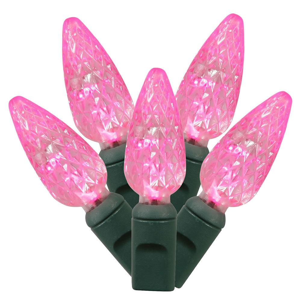 100Lt Pink LED / Green Wire C6 EC 4 in x 34 ft.