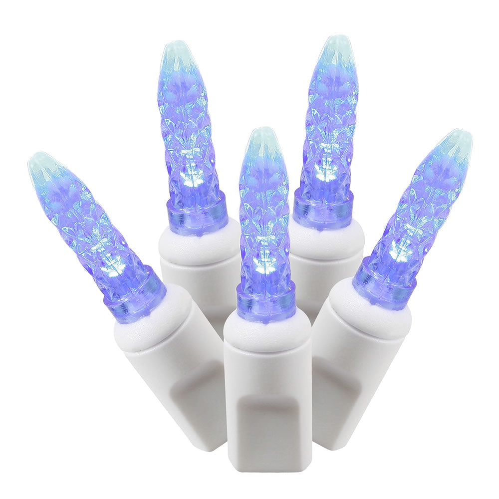 70Lt Blue LED / White Wire M5 Twinkle Icicle 9'L