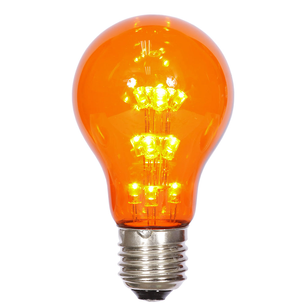 25PK - A19 LED Amber Transp Bulb E26 Nk Base