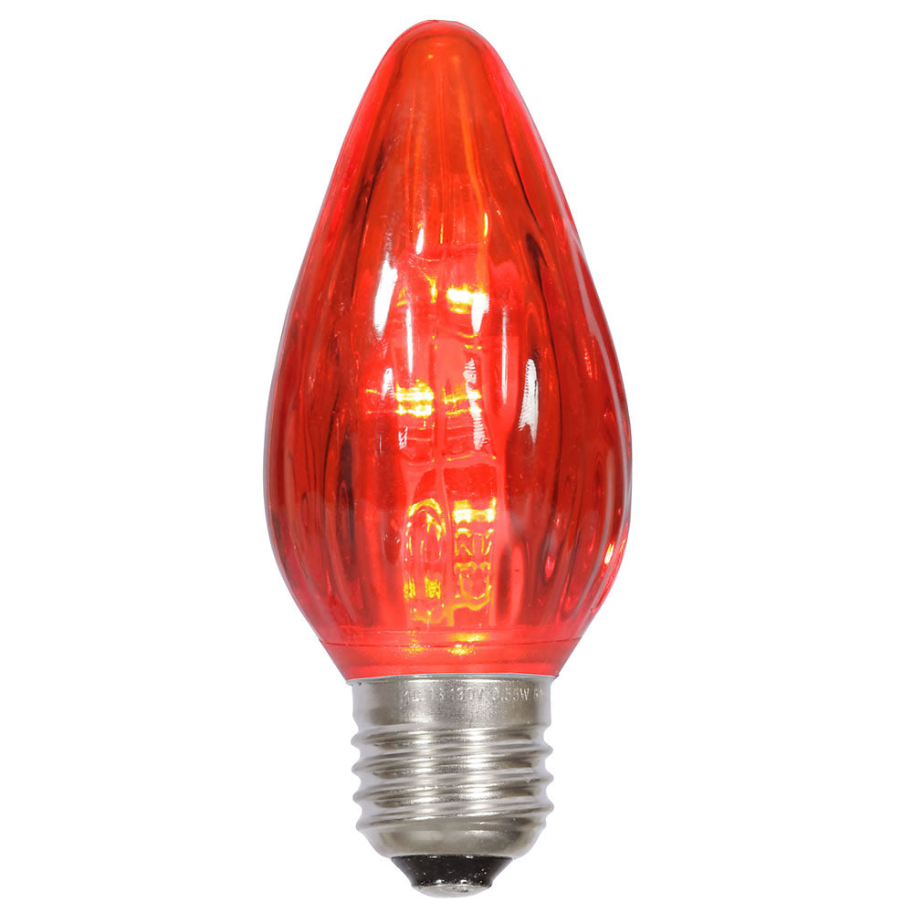 25PK - F15 Red Plastic Flame LED E26 Bulb 0.96W