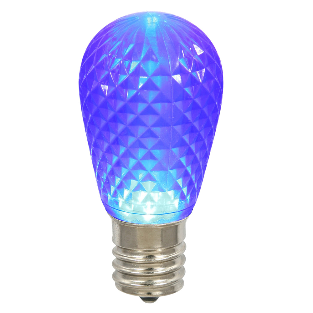 25 Pack - 0.96W 11S14 Faceted Blue LED Replacement Christmas Light Bulb