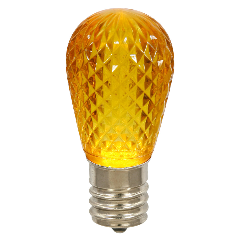 10PK - 0.96W 11S14 Faceted Yellow LED Replacement Christmas Light Bulb