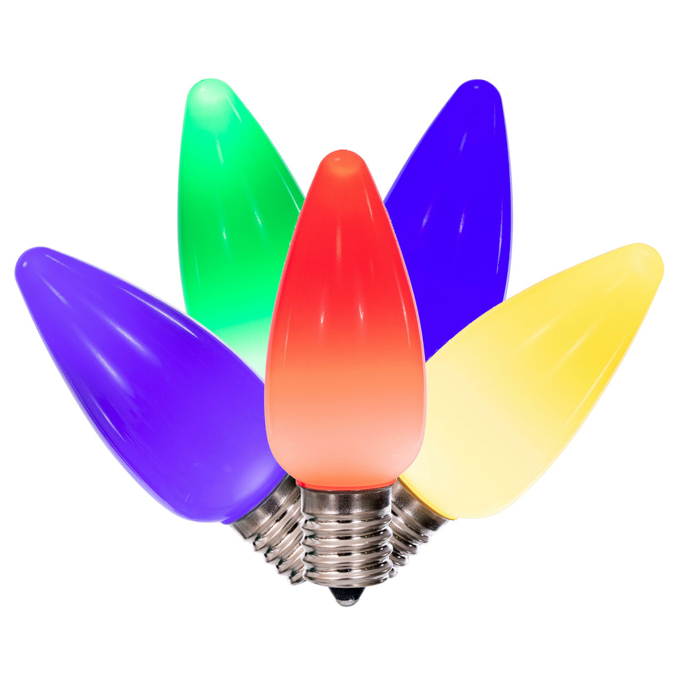 25Pk - Vickerman .8W C9 Ceramic LED Multicolored Light Bulb