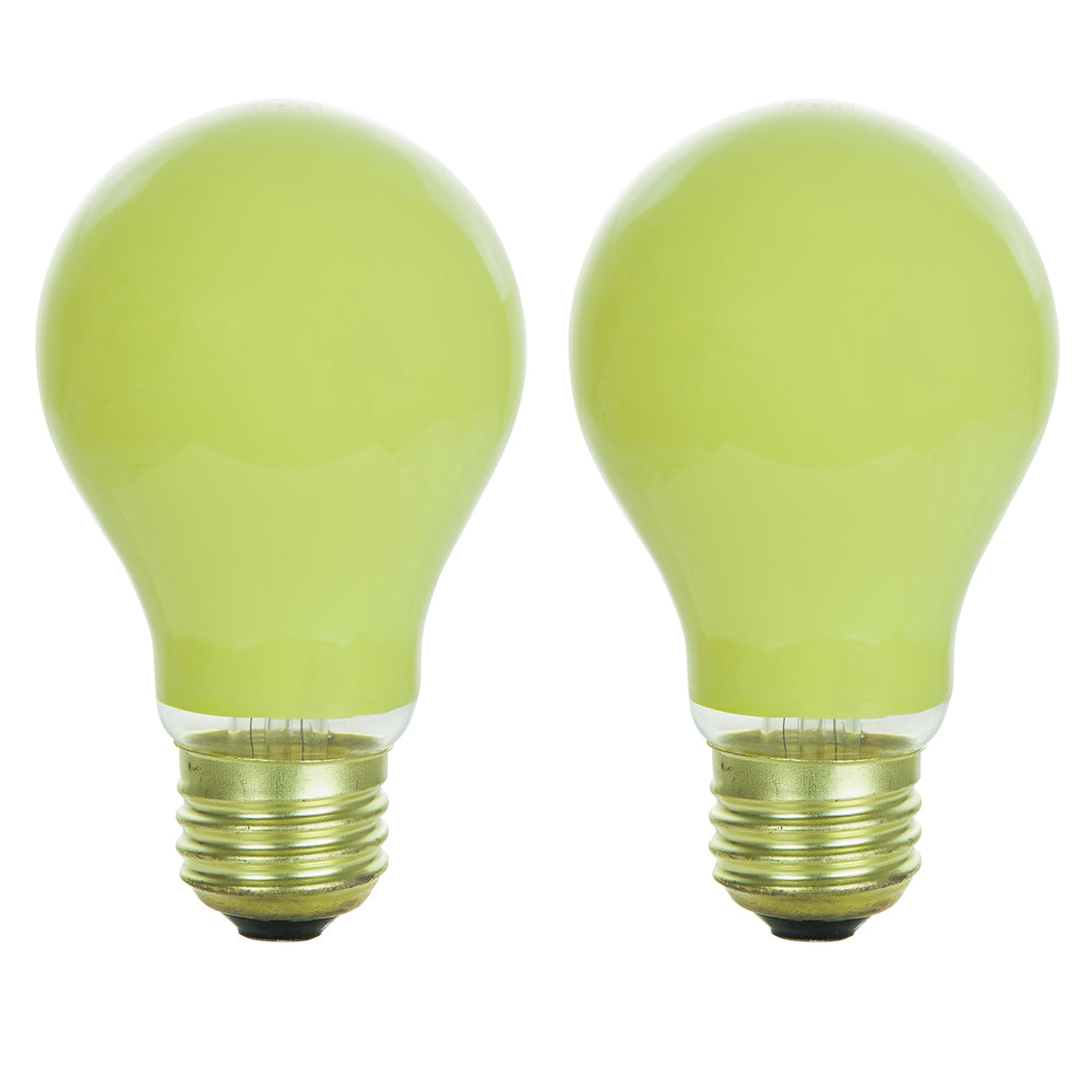 2Pk - Sunlite 40w A19 120v E26 Medium Base Ceramic Yellow Colored Light Bulb