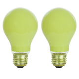 2Pk - Sunlite 25w A19 120v Medium Base Ceramic Yellow Colored Light Bulb