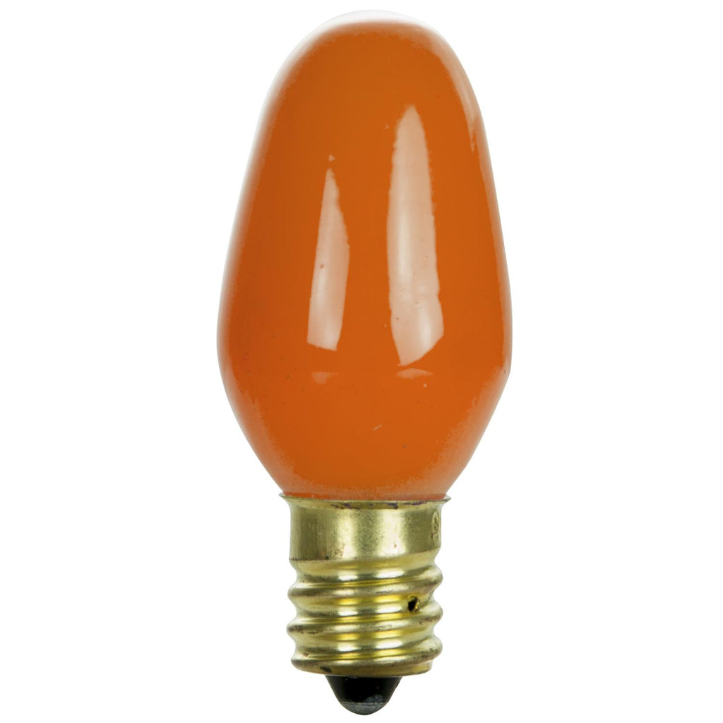 4Pk - SUNLITE 7w Candelabra C7 Colored Night Light Ceramic Orange Incandescent Bulb