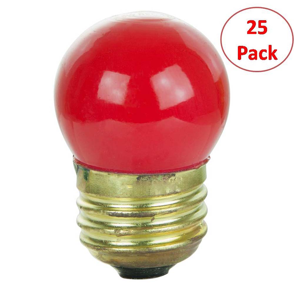 25Pk - Sunlite 7.5w 120v S11 Medium Base Ceramic Red Colored Light Bulb