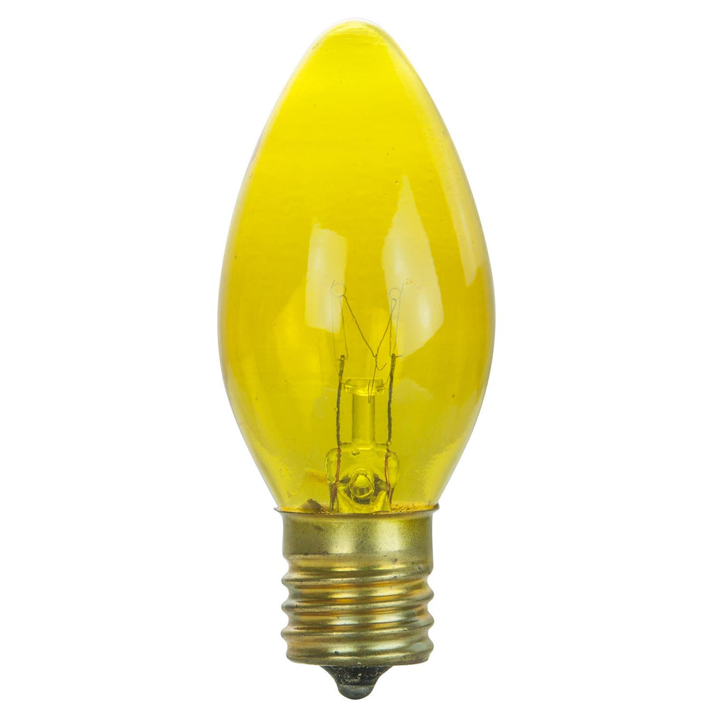 25Pk - SUNLITE 7w C9 Colored Night Light Intermediate Base Transparent Yellow Incandescent Bulb