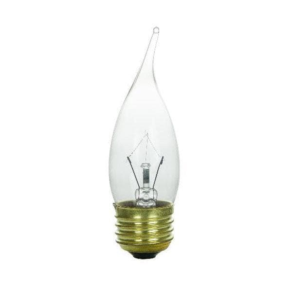 25 pcs. 40w 130v Candelabra E26 base Flame Clear bulbs