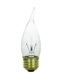 25 pcs. 60w 130v Candelabra E26 base Flame Clear bulbs