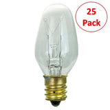 25Pk - Sunlite 4w 120v E12 Candelabra Base Clear 2600k C7 Night Light Bulb