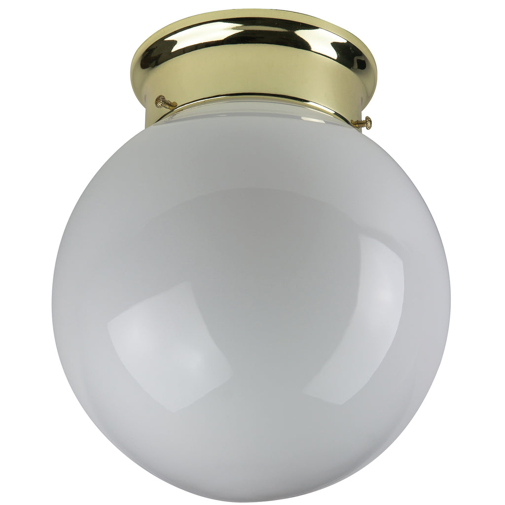 SUNLITE 18W 8" Glass Globe Polished Brass Fixture w/ Energy Saving Bulb