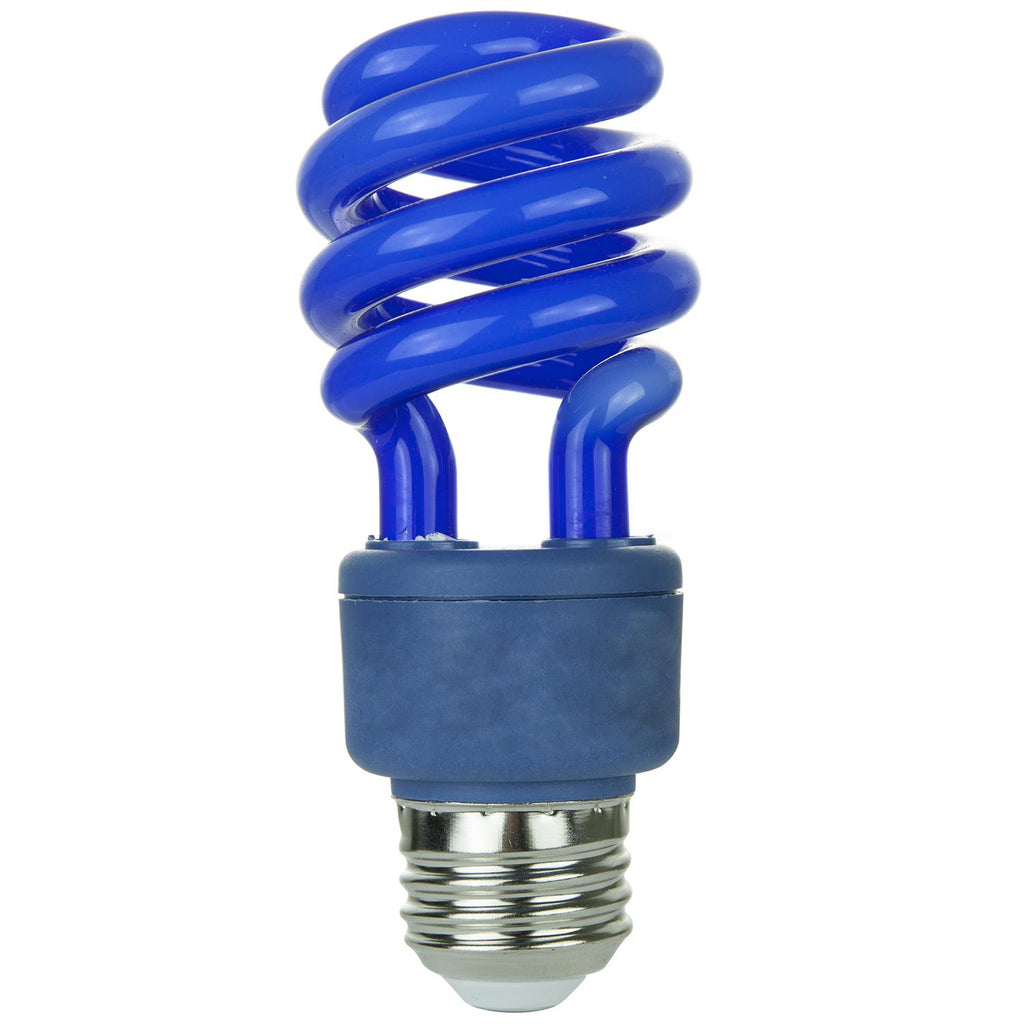 SUNLITE 13w T3 E26 Medium Base Blue Spiral Light Bulbs