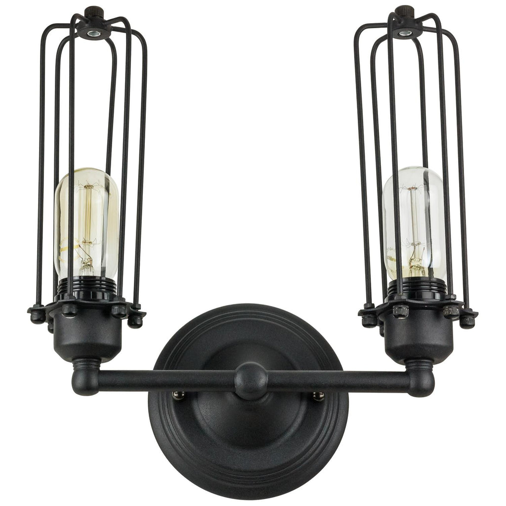 SUNLITE E26 2 Wall Cage Antique Black Wall Lighting Fixture